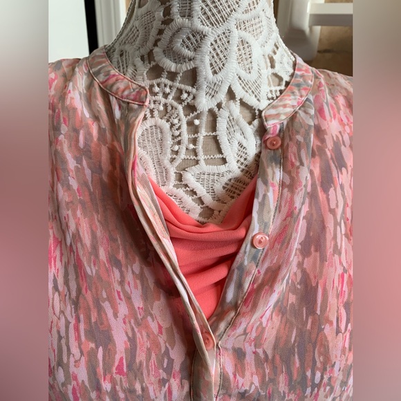 a.n.a M sheer blouse collarless 4 button front long sleeve convertible to 3/4” - Picture 8 of 14